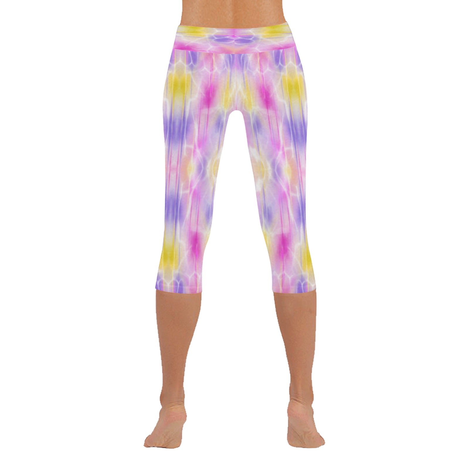 Pink Purple Yellow Capri Leggings up to 5 XL