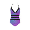 Purple Blue Stained Glass Lace Band Embossing Swimsuit up to 2 XL (FWS)