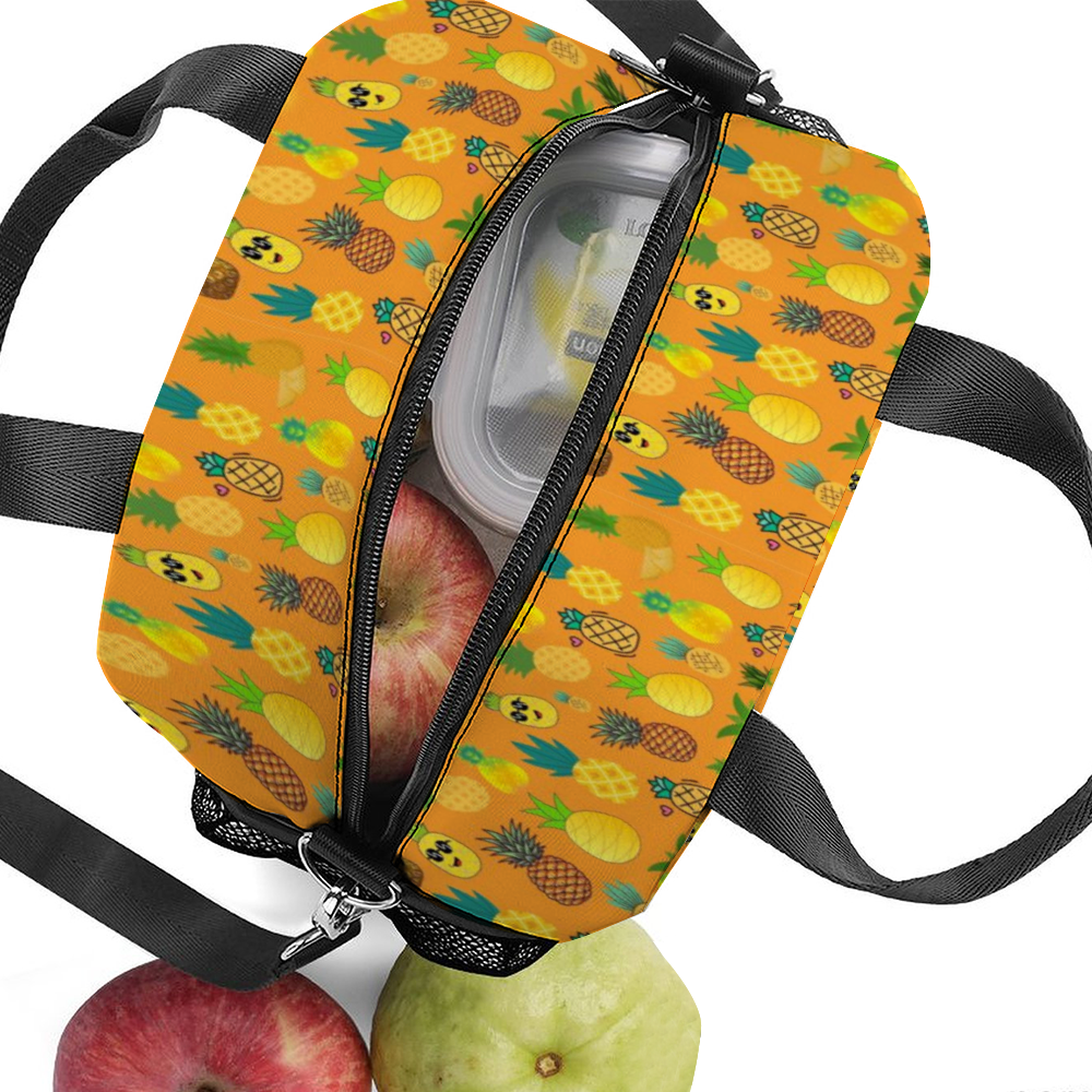 Pineapples Orange Insulated Lunch Bag with Handles & Shoulder Strap