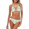 Green & Pink Leaves White String Bikini up to 5 XL (FWS)