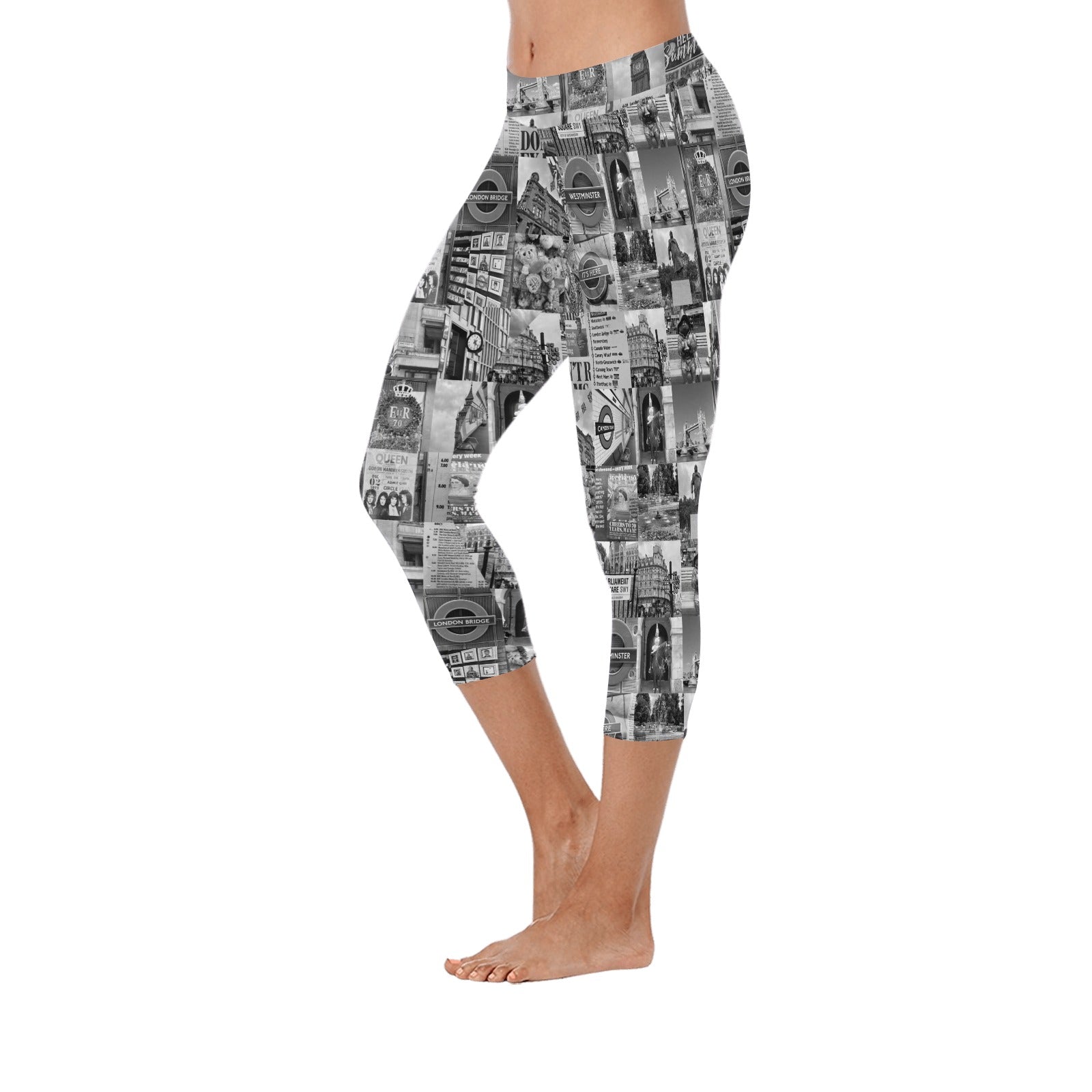 London Black & White Capri Leggings up to 5 XL