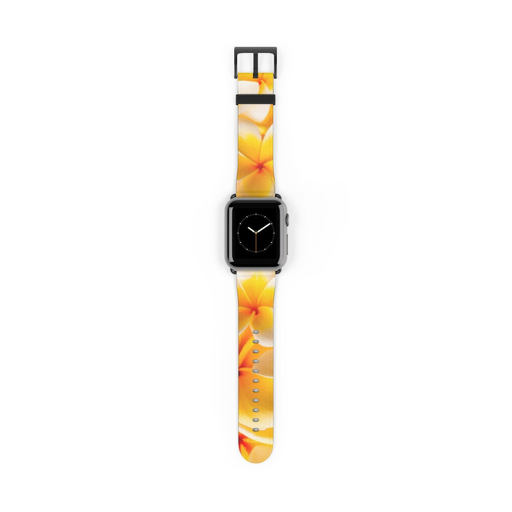 Fresh Yellow Frangipanis Apple iWatch Replacement Strap Vegan Leather (FWS)