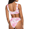 Pink Leaves Sport Top & High-Waisted Bikini up to 5 XL (FWS)