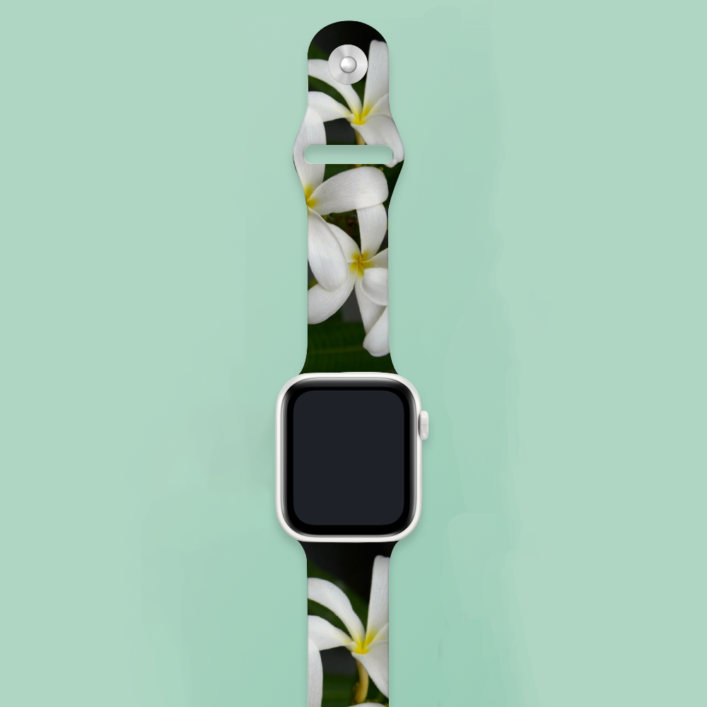 White Frangipanis Apple Smartwatch Band TPU Rubber