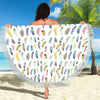 Colourful Feathers Circular Beach Shawl / Blanket (FWS)