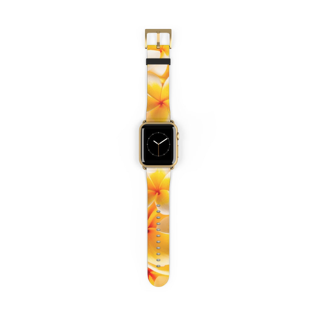 Fresh Yellow Frangipanis Apple iWatch Replacement Strap Vegan Leather (FWS)