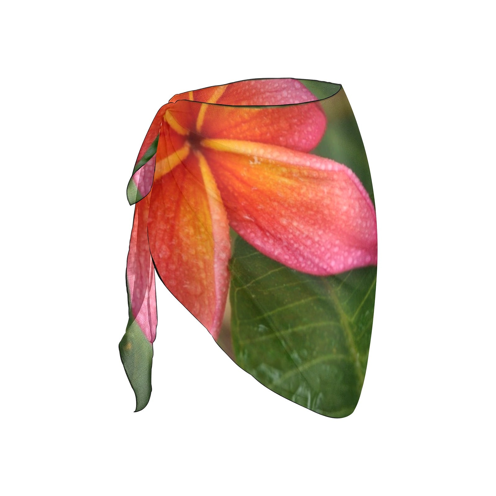 Frangipani in the Rain Short Chiffon Sarong Wrap (FWS)