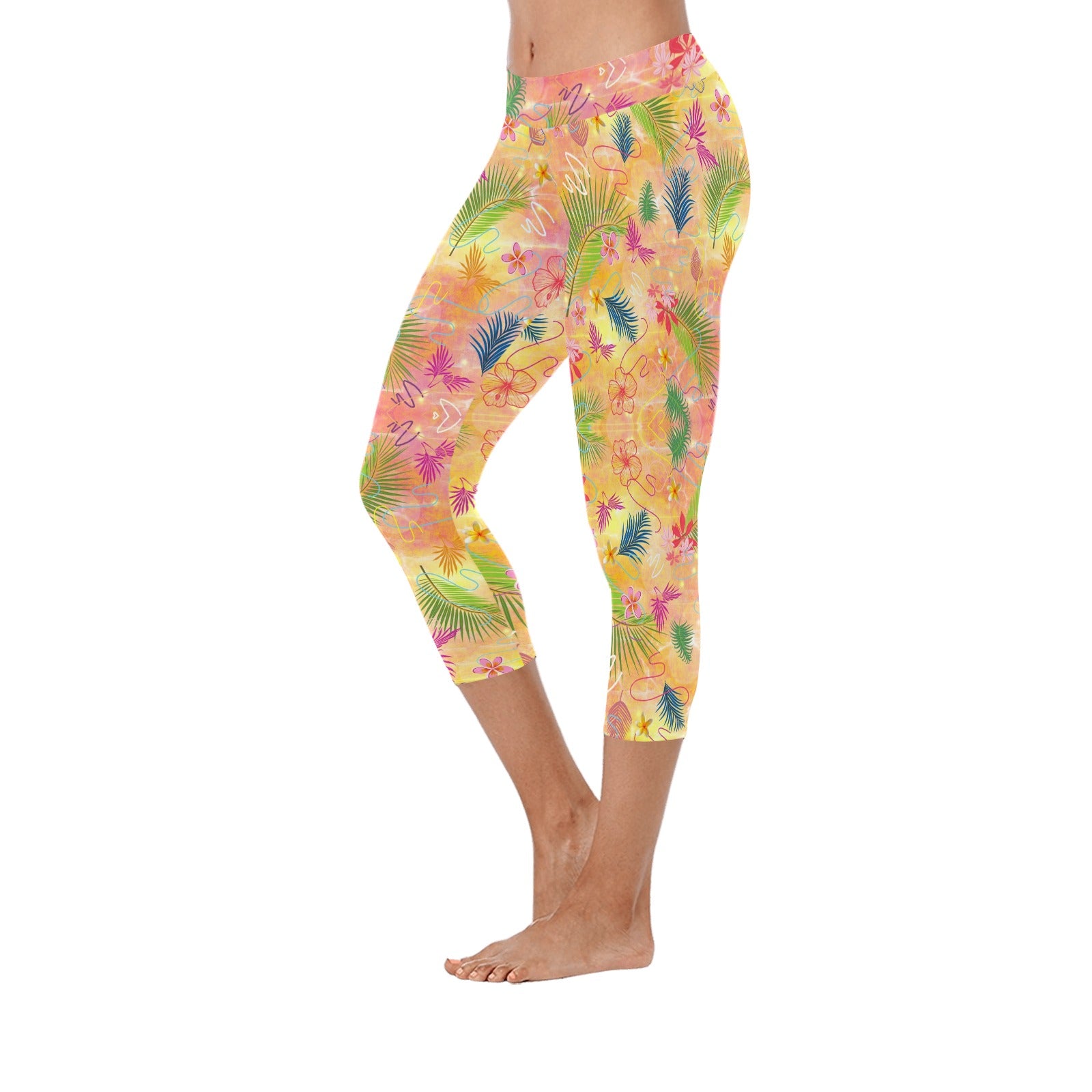 Hawaiian Gold Capri Leggings up to 5 XL