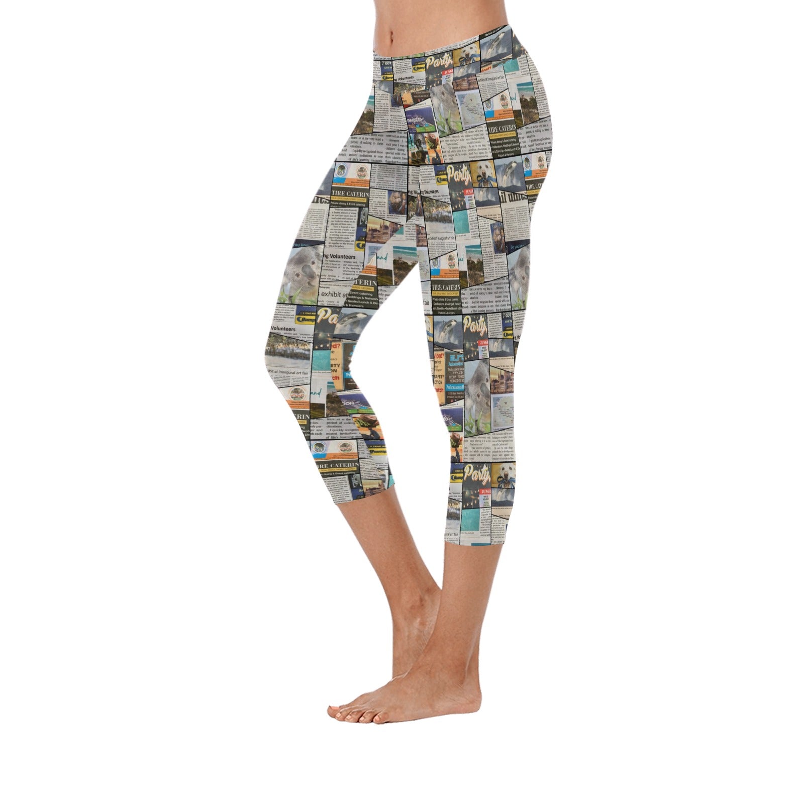 Australian Newspaper Colour Capri Leggings up to 5 XL