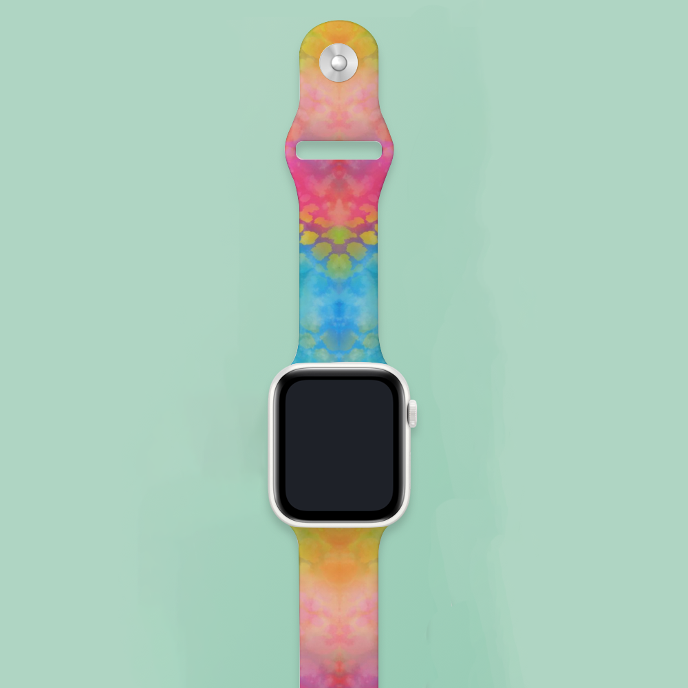 Rainbow Cotton Floss Apple Smartwatch Band TPU Rubber