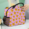 Yellow Frangipanis Pink Insulated Lunch Bag with Handles & Shoulder Strap