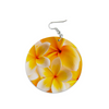 Fresh Yellow Frangipanis Round Wooden Earrings (FWS)