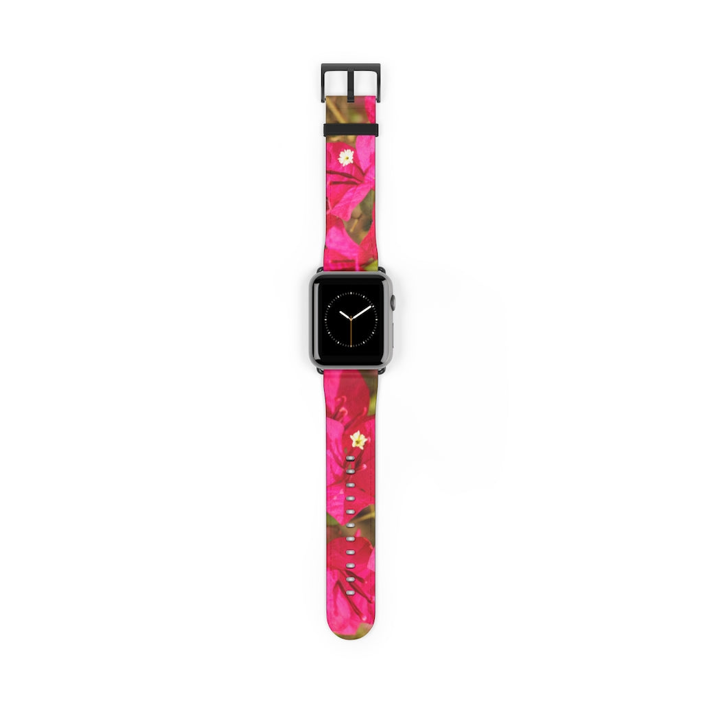 Crimson Bougainvillea Apple iWatch Replacement Strap Vegan Leather (FWS)