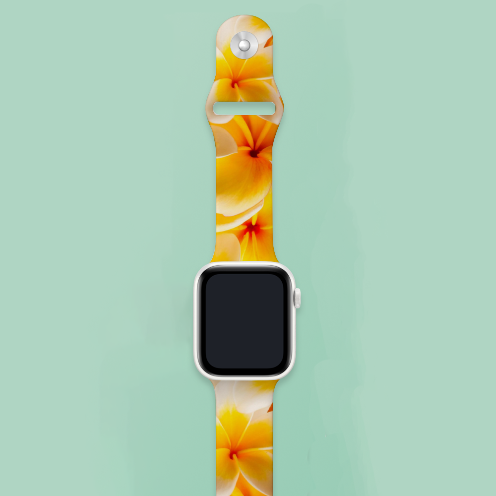 Fresh Yellow Frangipanis Apple iWatch Replacement Strap TPU Rubber (FWS)