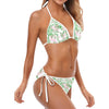 Green & Pink Leaves White String Bikini up to 5 XL (FWS)