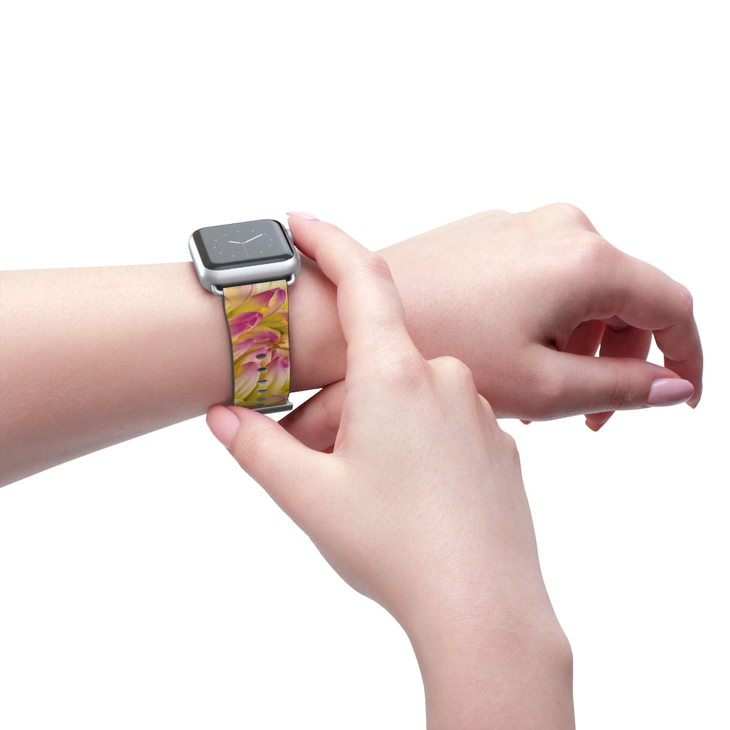 Pink Dahlia Apple iWatch Strap Vegan Leather