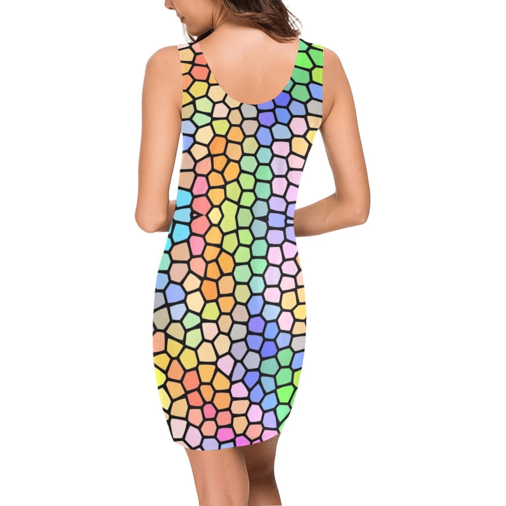 Windswept Rainbows Stained Glass Sleeveless Tank Dress upto 3 XL (FWS)