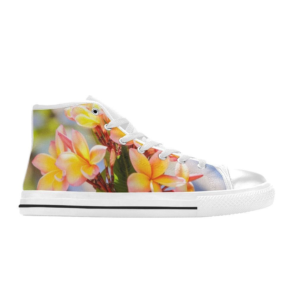 Fresh Frangipanis High Top Canvas Women's Shoes