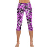 Black & Pink Leaves Capri Leggings up to 5 XL