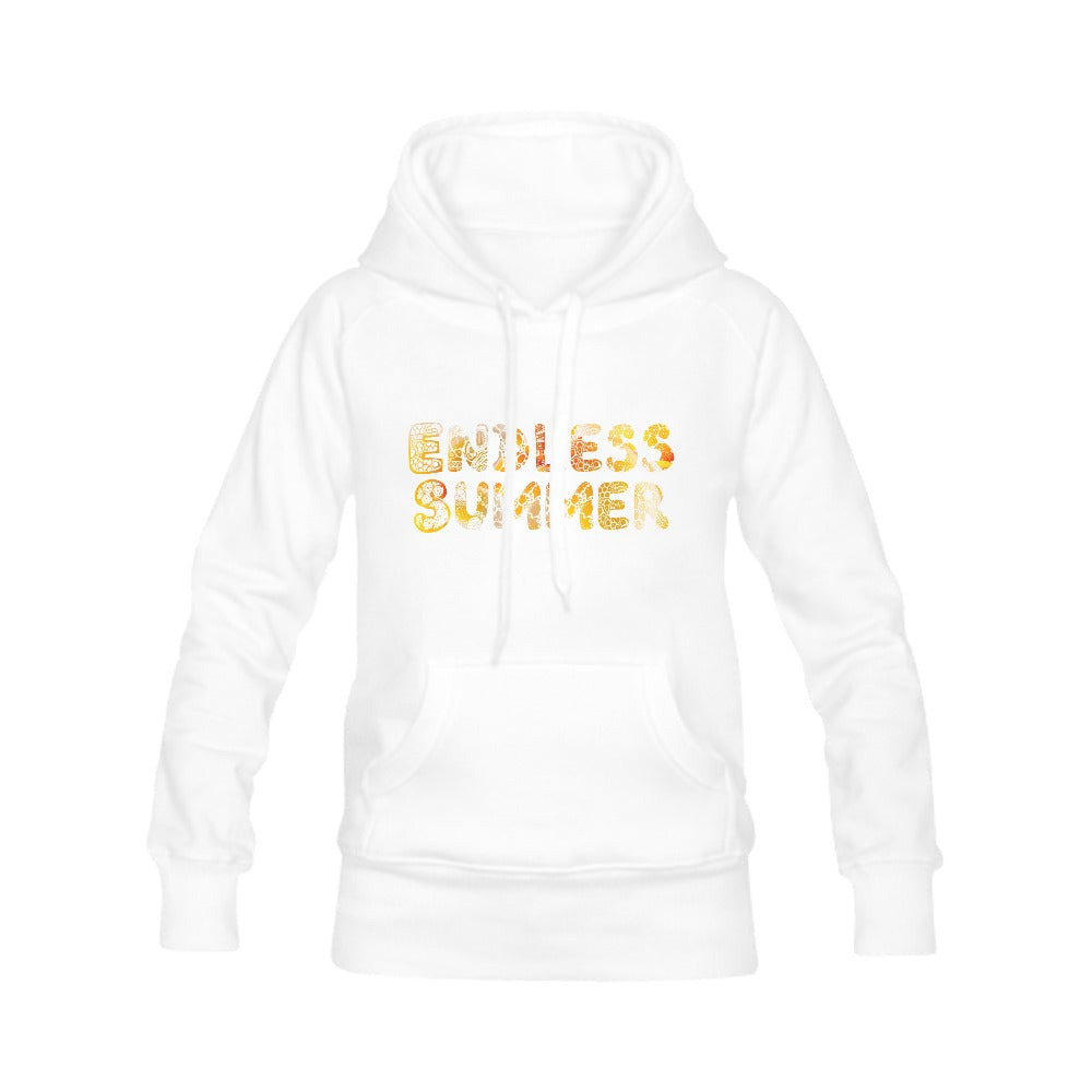 Endless Summer White Hoodie with Front Pocket 3 Basic Sizes