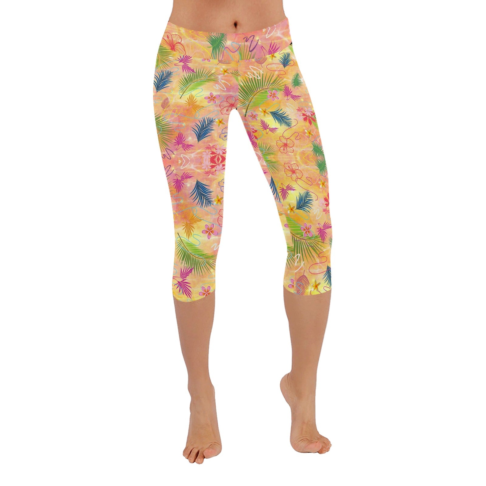 Hawaiian Gold Capri Leggings up to 5 XL