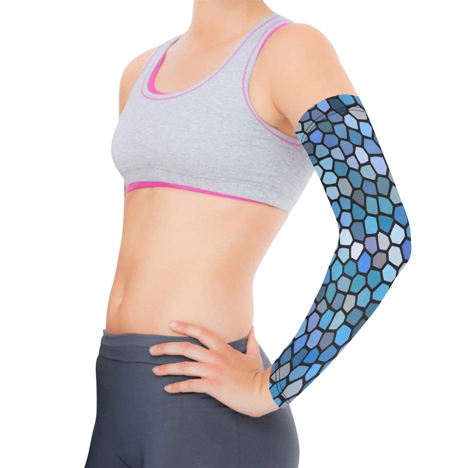 Black and Blue Stained Glass Weather Protection Arm Sleeves