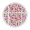 Graphic Pink Hibiscus White Circular Beach Shawl / Blanket (FWS)