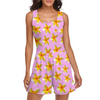 Yellow Frangipanis Pink Sleeveless Short Jumpsuit