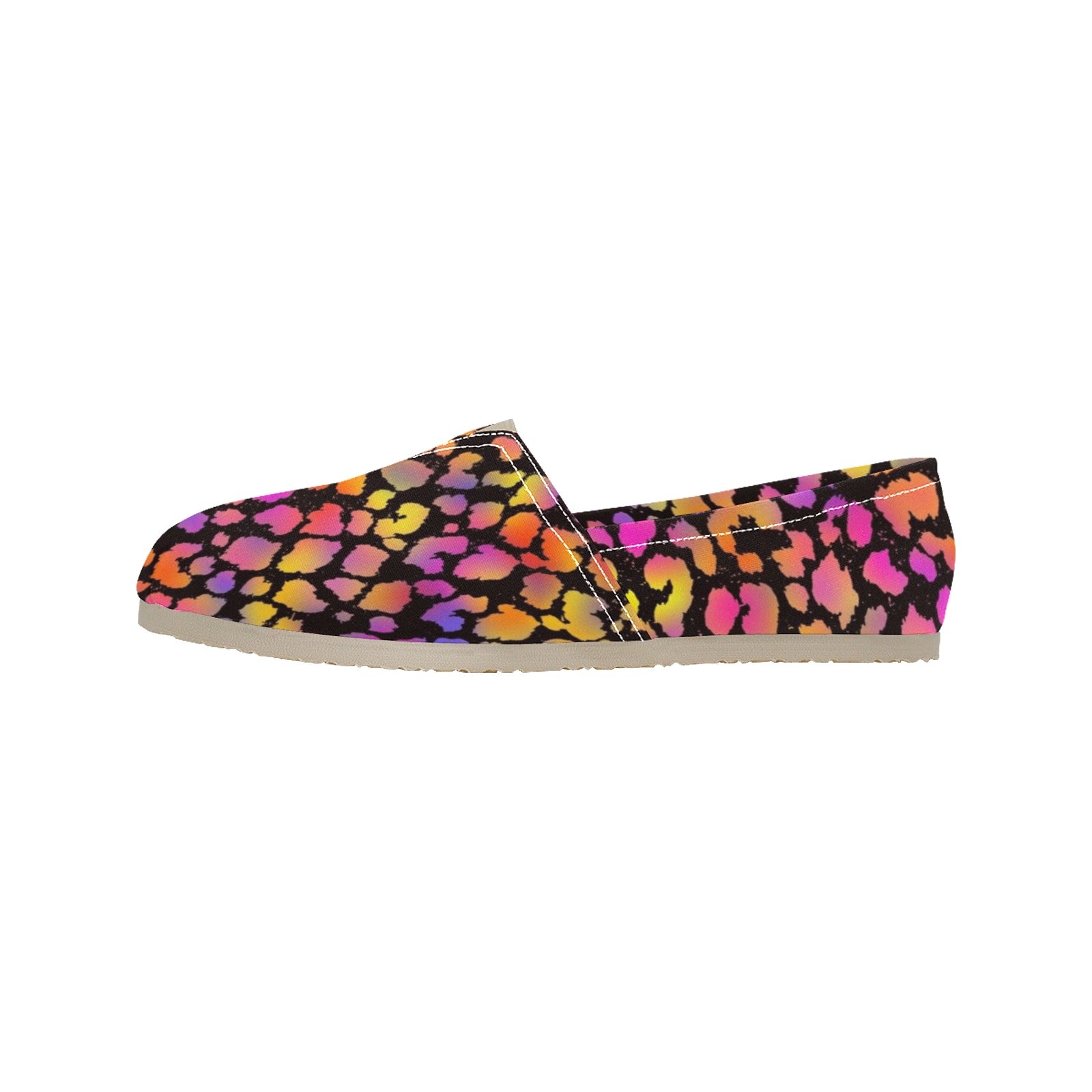 Black Pinky Leopard Women's Canvas Slip On Shoes