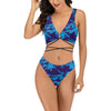 Blue on Blue Leaves Cross String Bikini up to 2 XL (FWS)