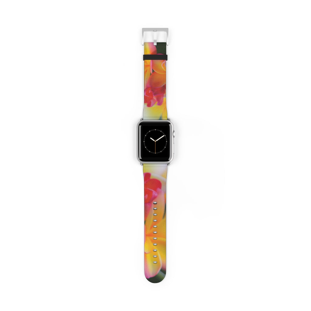 Last of the Summer Frangipanis Apple iWatch Replacement Strap Vegan Leather (FWS)