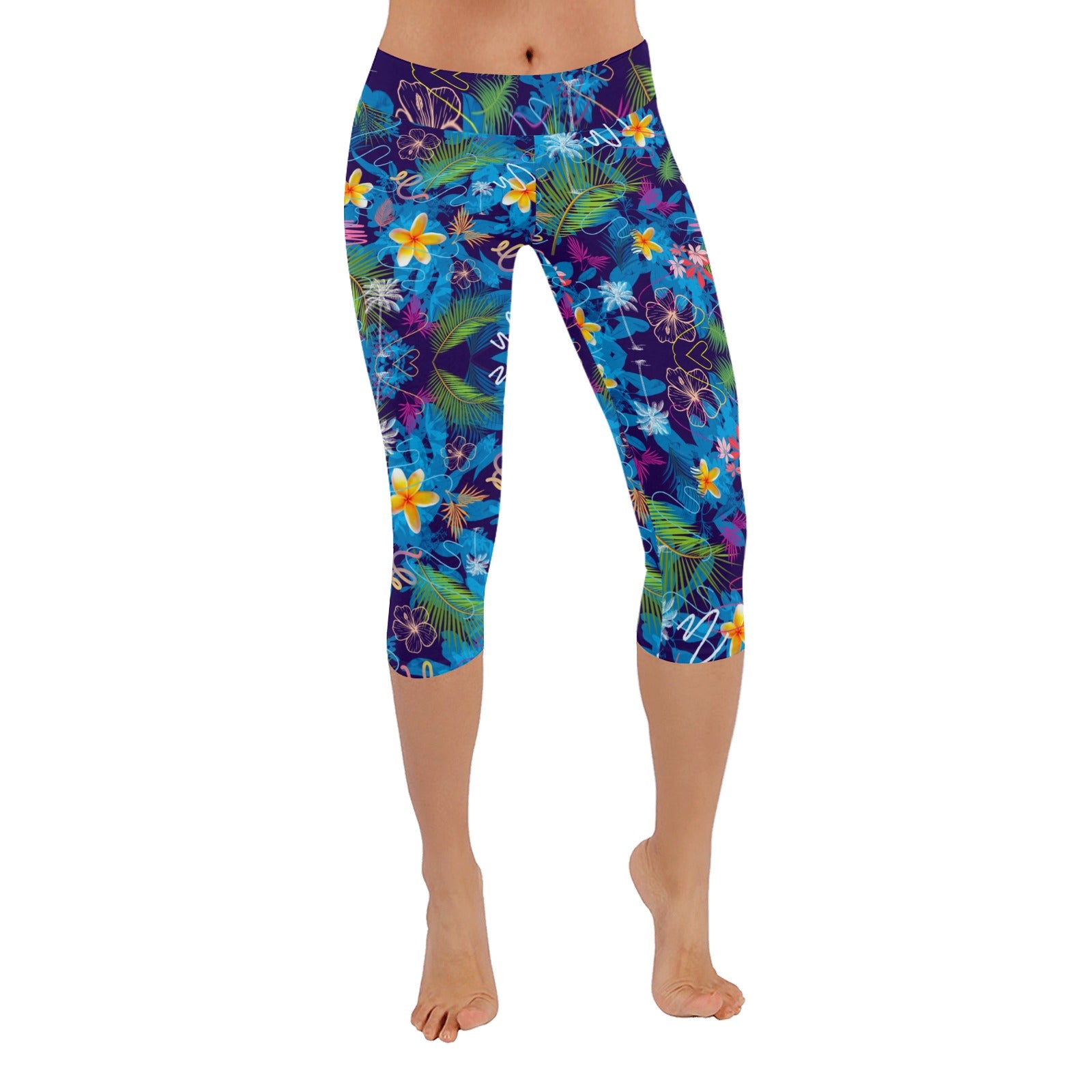 Hawaiian Blue Capri Leggings up to 5 XL