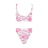 Pink Leaves Sport Top & High-Waisted Bikini up to 5 XL (FWS)