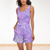 Purple Liquid Short Jumpsuit with Pockets up to 2 XL (FWS)