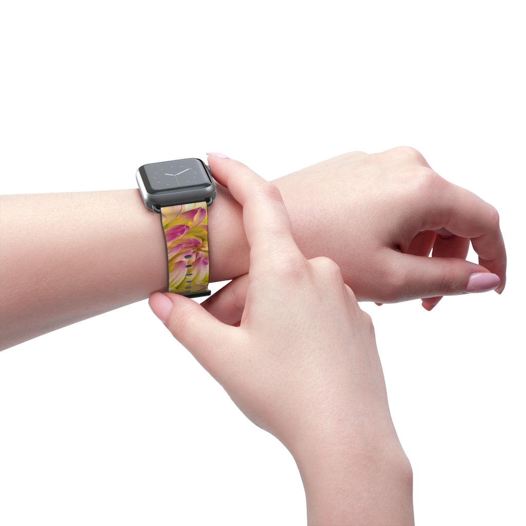 Pink Dahlia Apple iWatch Strap Vegan Leather