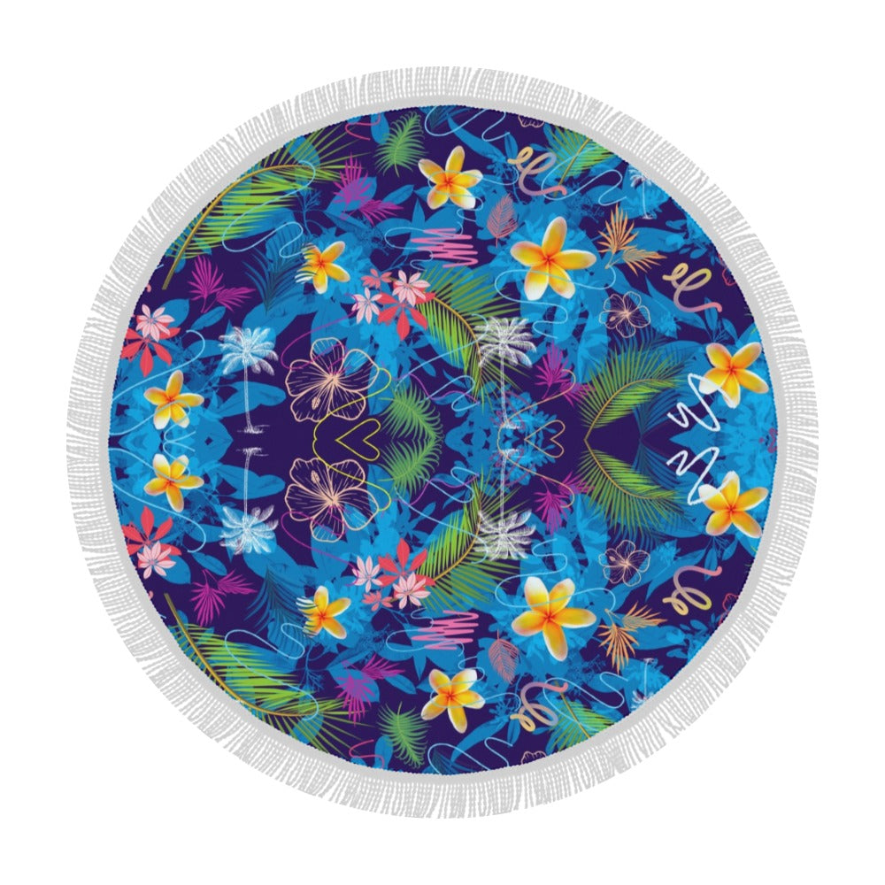 Hawaiian Blue Circular Beach Shawl / Blanket (FWS)