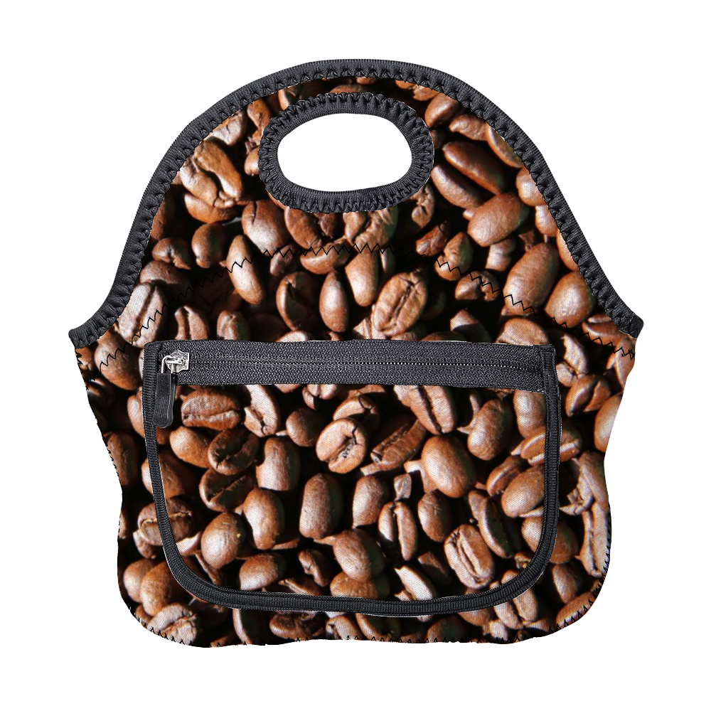 Coffee Beans Lunch Bag with Zip Pocket