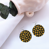 Yellow Frangipanis Black Round Wooden Earrings (FWS)