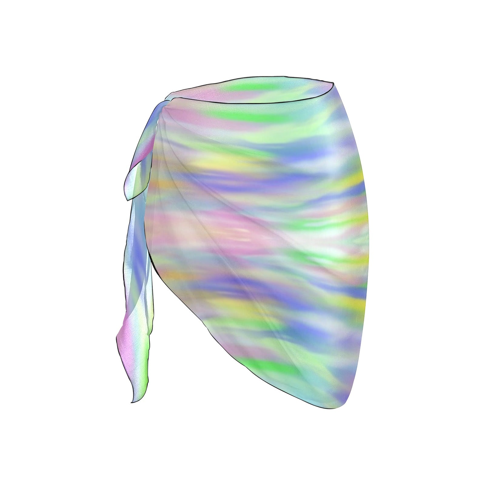 Rainbow Ocean Short Chiffon Sarong Wrap (FWS)