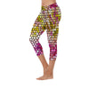 Pink Dahlia Stained Glass Capri Leggings up to 5 XL