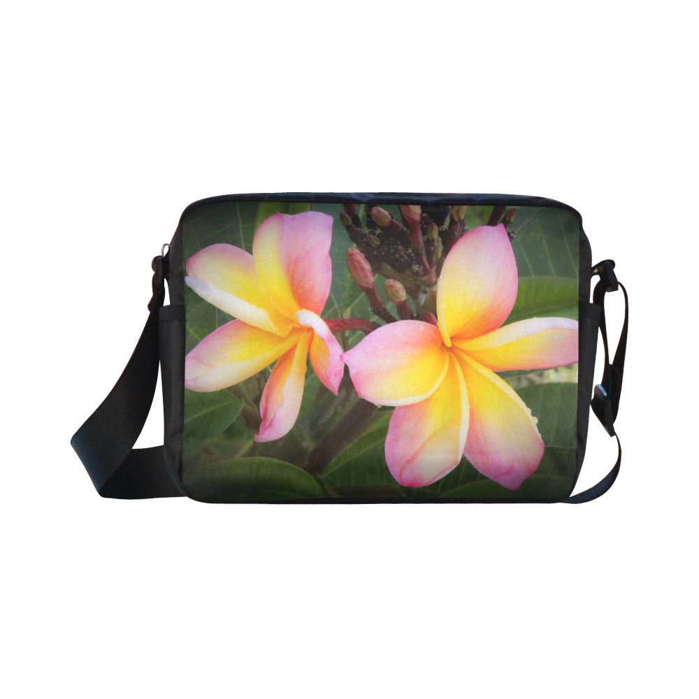 Tri Colour Frangipani 02 Cross-Body Shoulder Bag