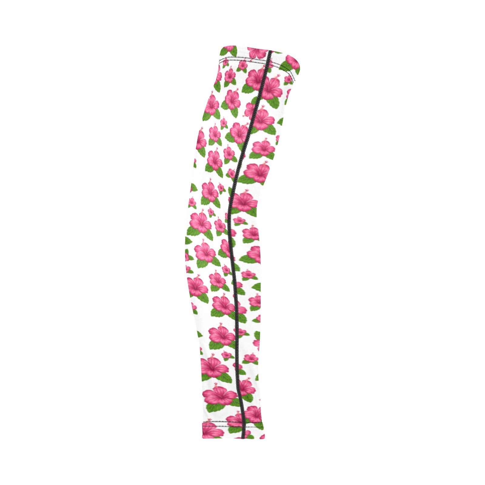 Graphic Pink Hibiscus White Weather Protection Arm Sleeves (FWS)