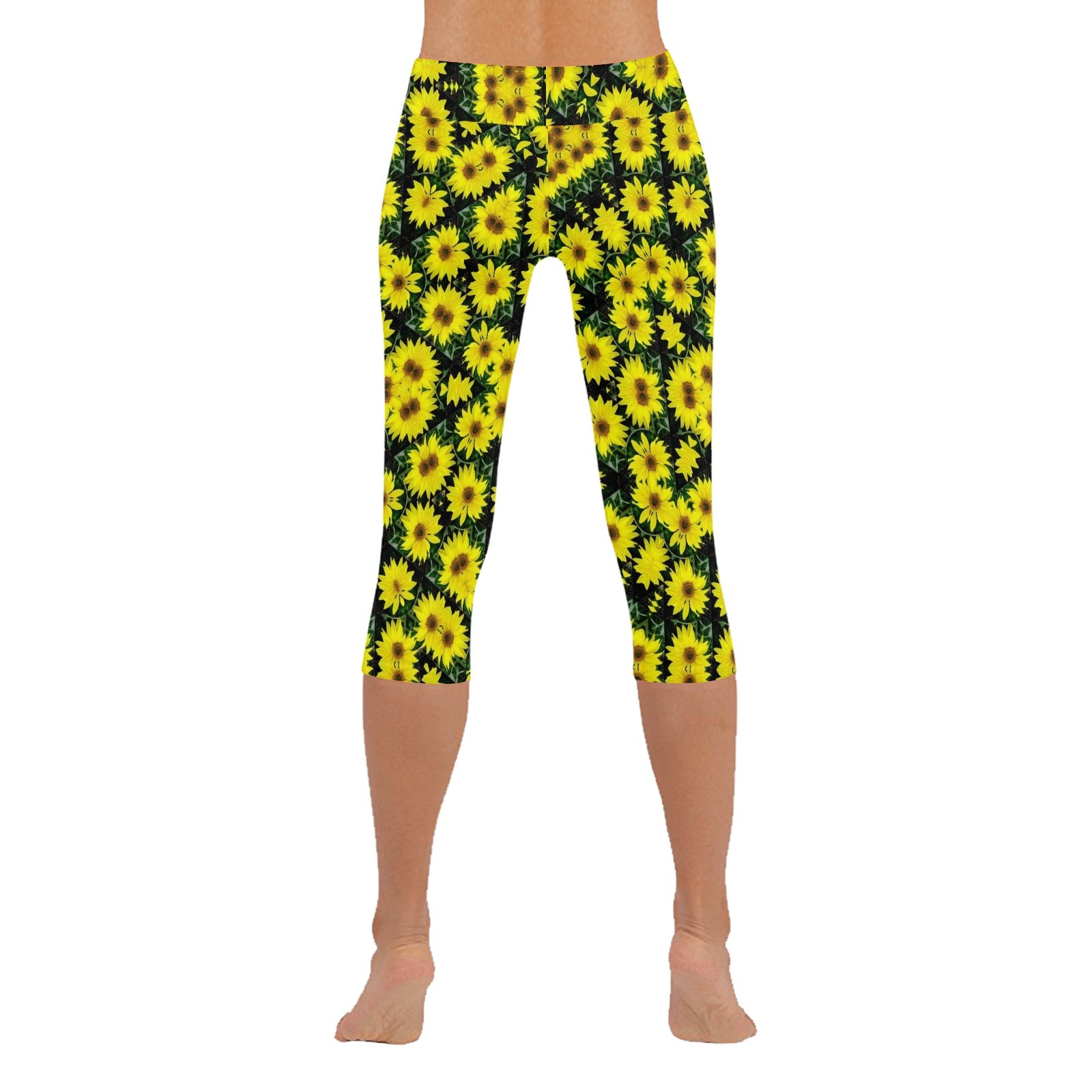 Single Sunflower Capri Leggings up to 5 XL