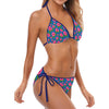 Graphic Pink Hibiscus Blue Bikini up to 5 XL (FWS)