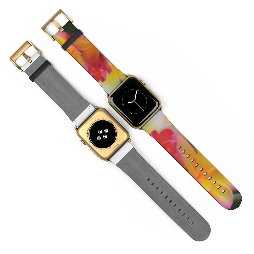 Last of the Summer Frangipanis Apple iWatch Replacement Strap Vegan Leather (FWS)