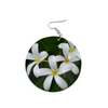 White Frangipanis Round Wooden Earrings (FWS)