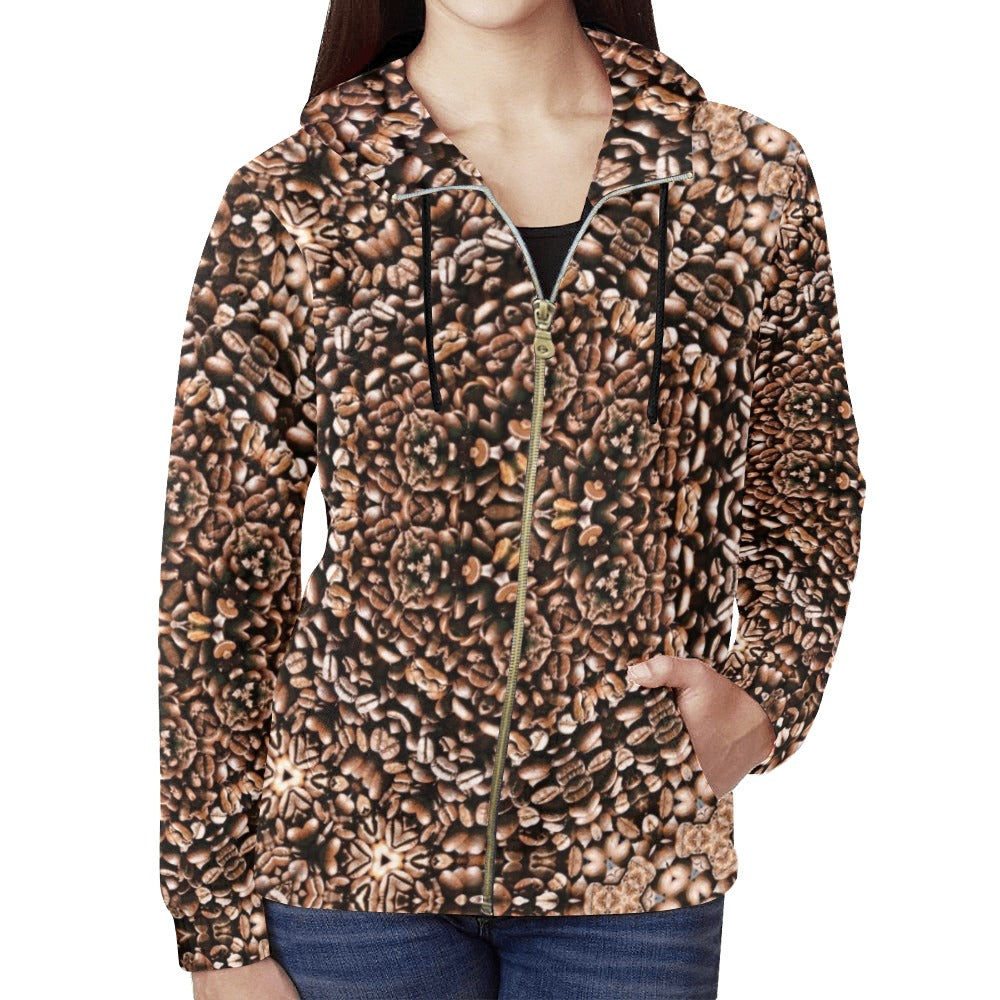 Coffee Beans K Women's Zip Hoodie up to 2 XL