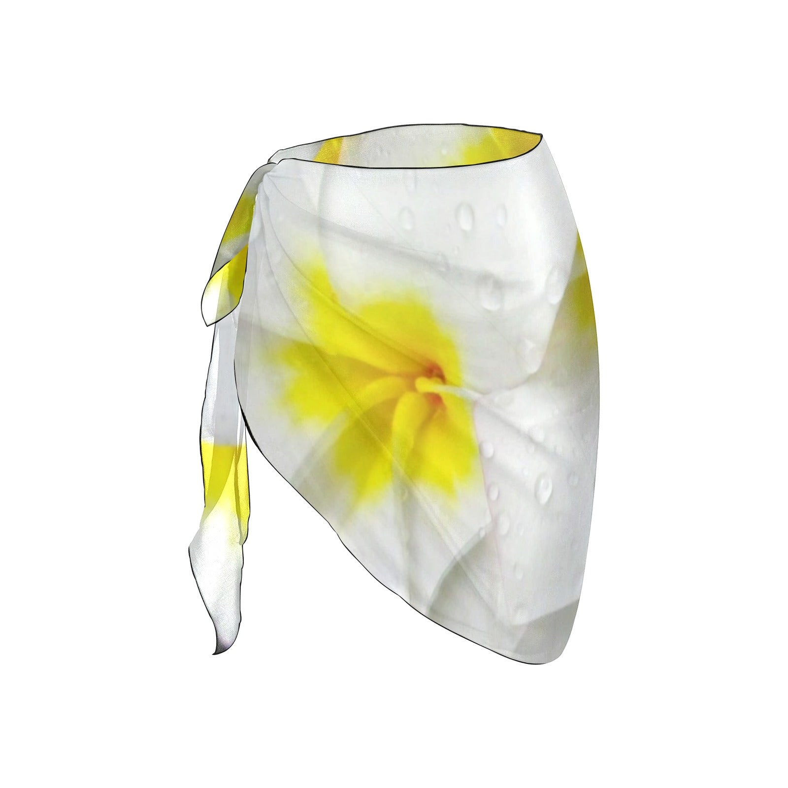 Fresh White Frangipanis Short Chiffon Sarong Wrap (FWS)