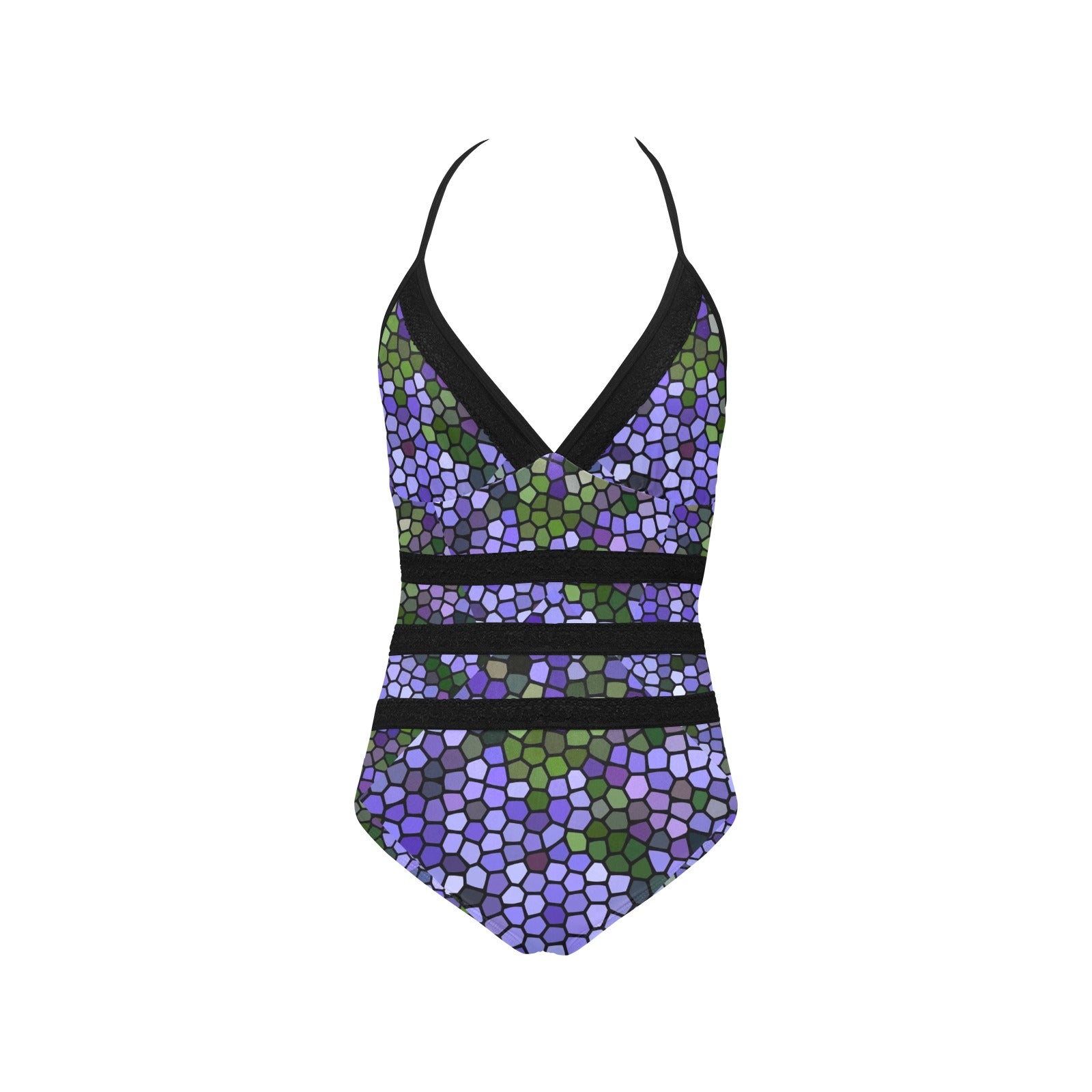 Agapanthus Stained Glass Lace Band Embossing Swimsuit up to 4 XL (FWS)