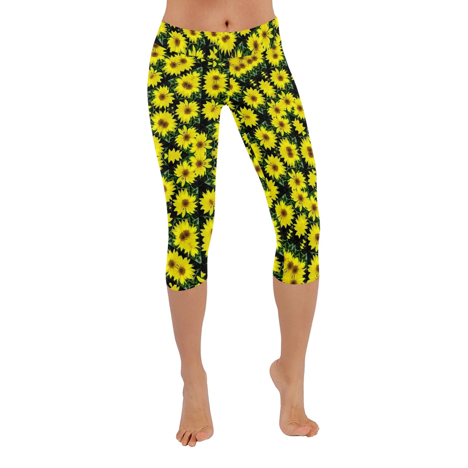 Single Sunflower Capri Leggings up to 5 XL